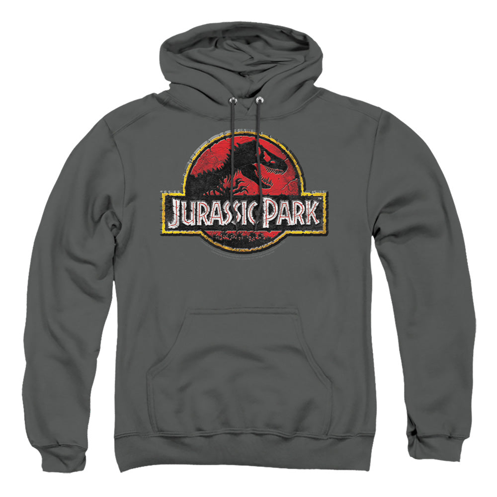 Jurassic Park Stone Logo Mens Hoodie Charcoal