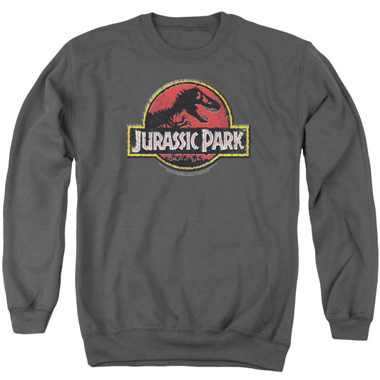 Jurassic Park Stone Logo Mens Crewneck Sweatshirt Charcoal