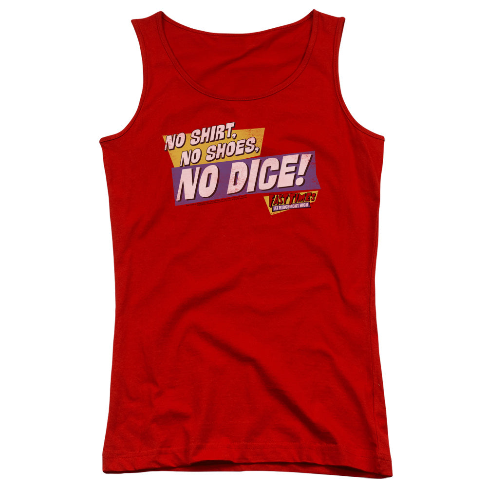 Fast Times at Ridgemont High No Dice Womens Tank Top Shirt Red