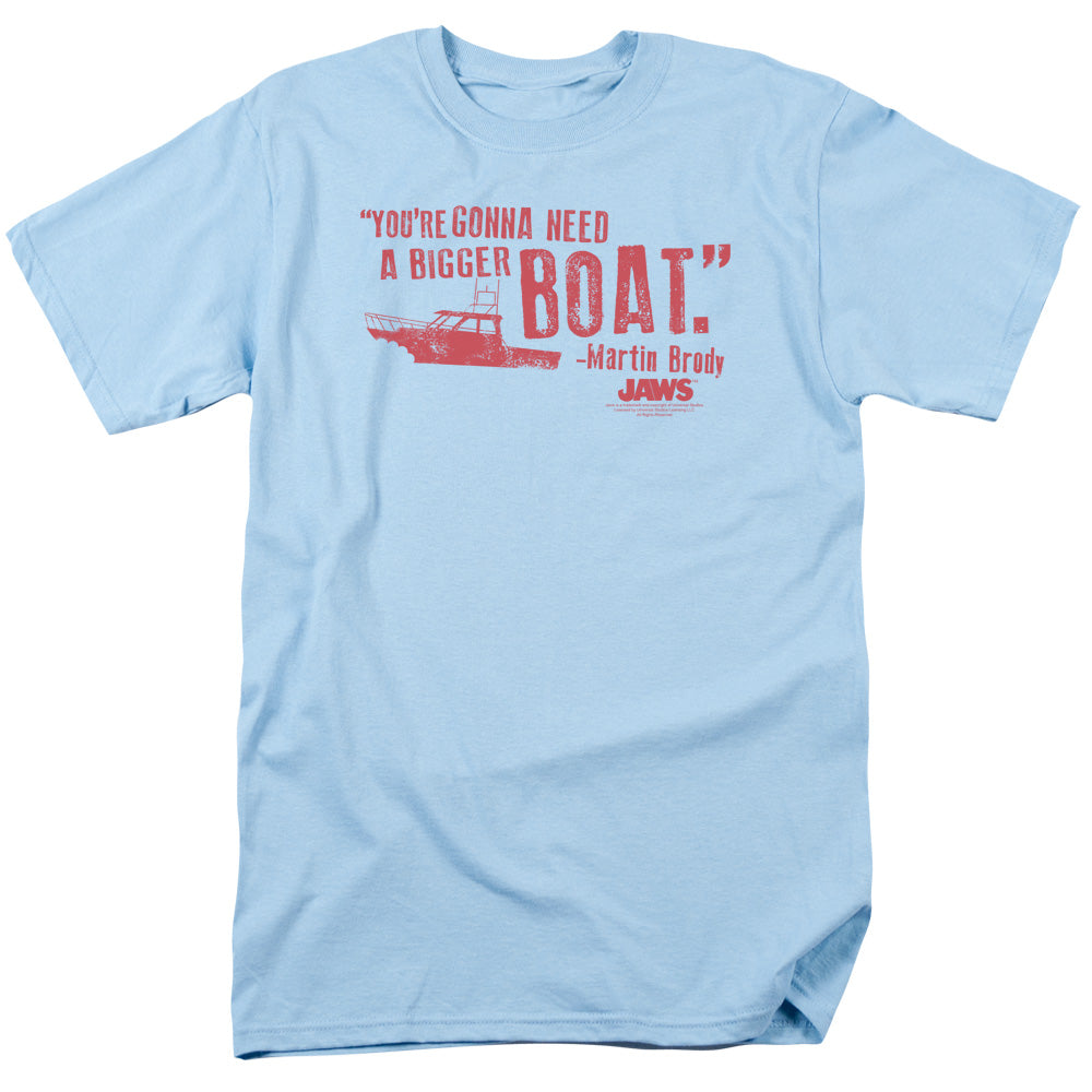 Jaws Bigger Boat Mens T Shirt Light Blue