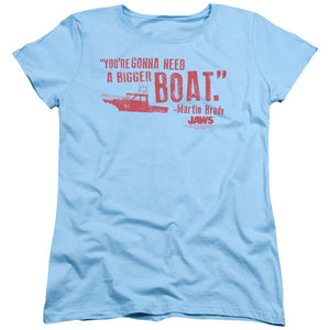 Jaws Bigger Boat Womens T Shirt Light Blue