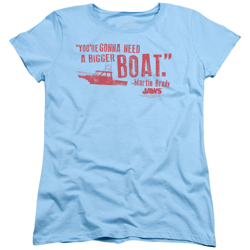 Jaws Bigger Boat Womens T Shirt Light Blue