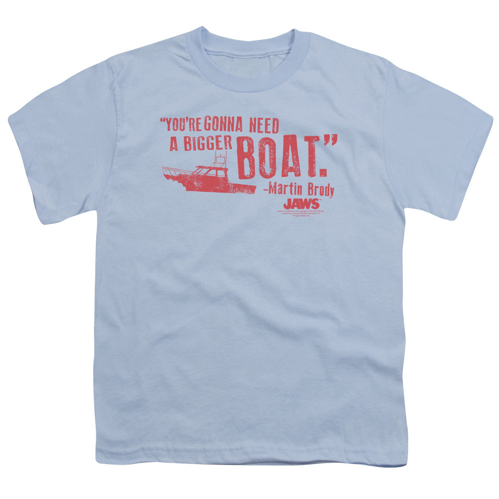 Jaws Bigger Boat Kids Youth T Shirt Light Blue