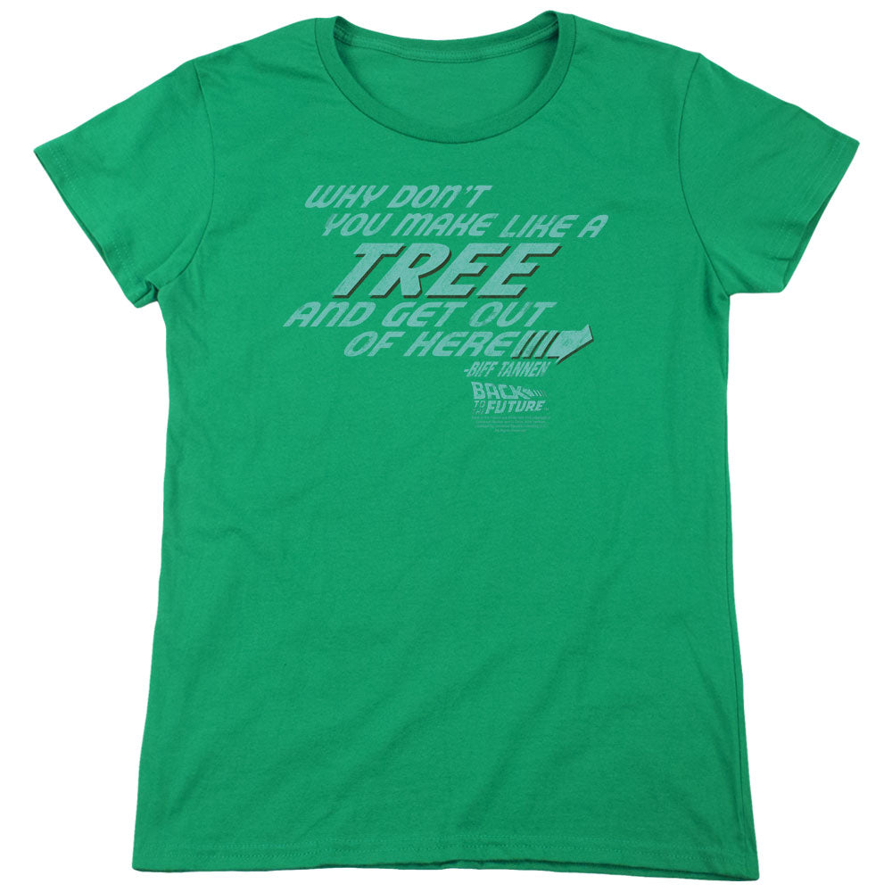 Back To The Future Make Like A Tree Womens T Shirt Kelly Green