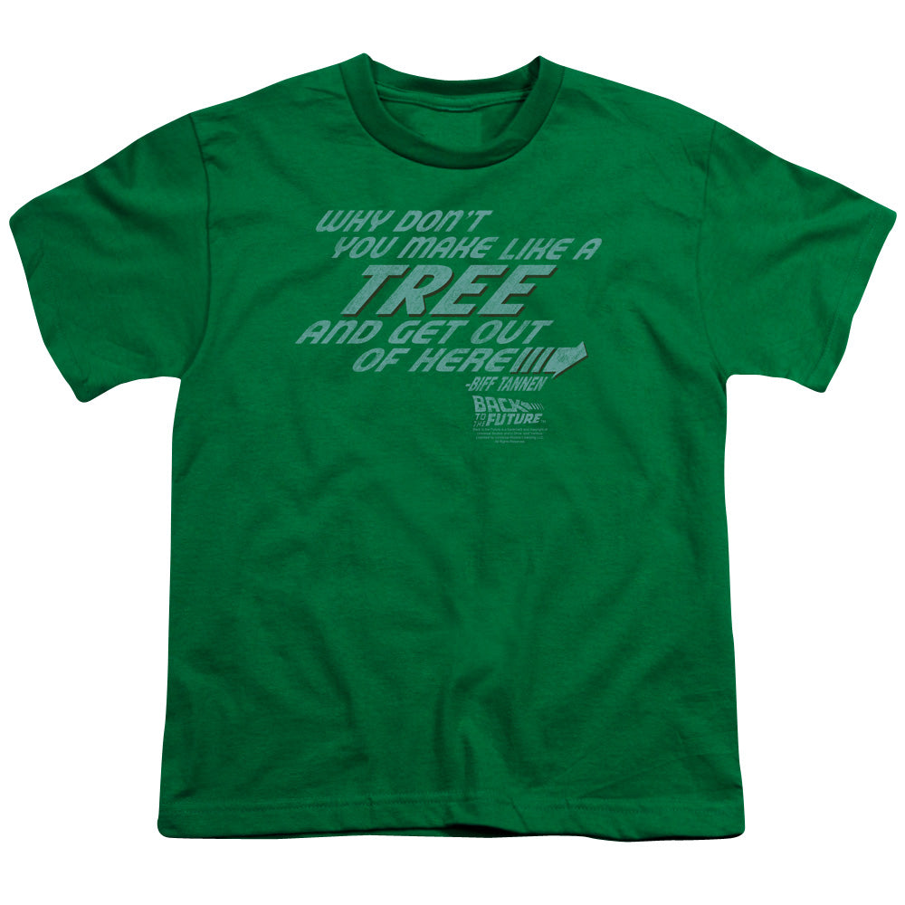 Back To The Future Make Like A Tree Kids Youth T Shirt Kelly Green