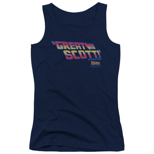 Back To The Future Great Scott Womens Tank Top Shirt Navy Blue