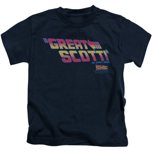 Back To The Future Great Scott Juvenile Kids Youth T Shirt Navy Blue