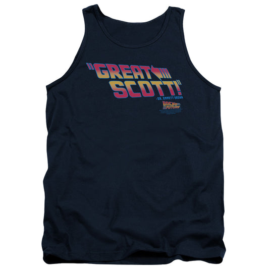 Back To The Future Great Scott Mens Tank Top Shirt Navy Blue