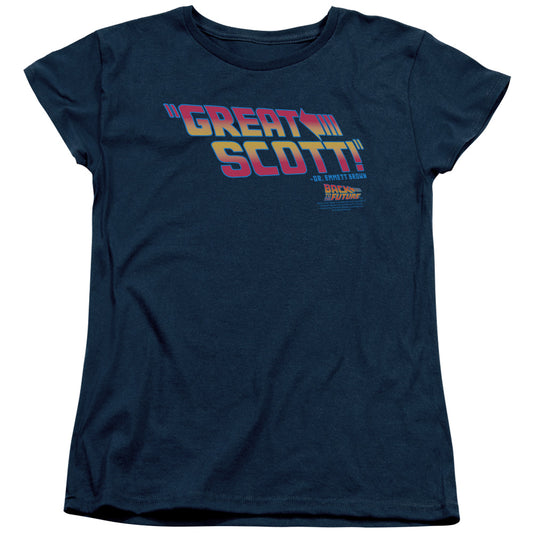 Back To The Future Great Scott Womens T Shirt Navy Blue