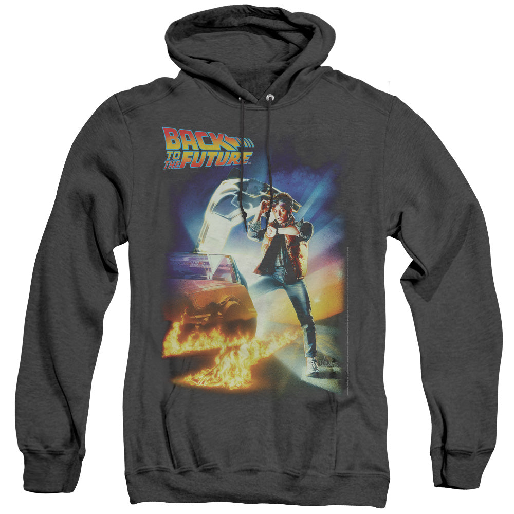 Back To The Future Poster Mens Heather Hoodie Black Officially Licensed
