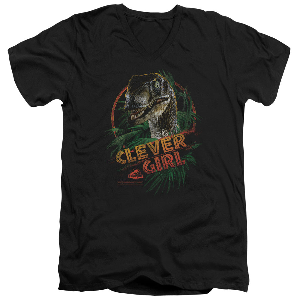 Jurassic Park Clever Girl Mens Slim Fit V-Neck T Shirt Black