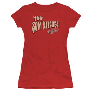 Smokey And The Bandit Sombitch Junior Sheer Cap Sleeve Womens T Shirt Red