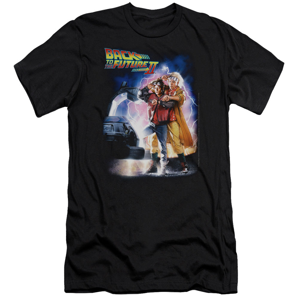 Back To The Future II Poster Slim Fit Mens T Shirt Black