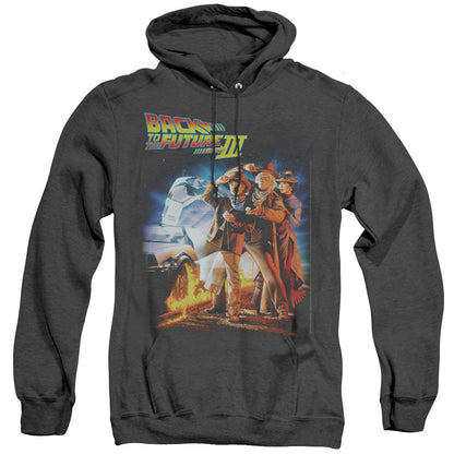 Back To The Future Iii Poster Mens Heather Hoodie Black Officially Licensed