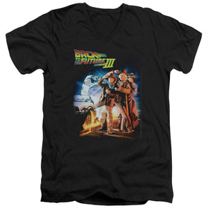 Back To The Future III Poster Mens Slim Fit V-Neck T Shirt Black