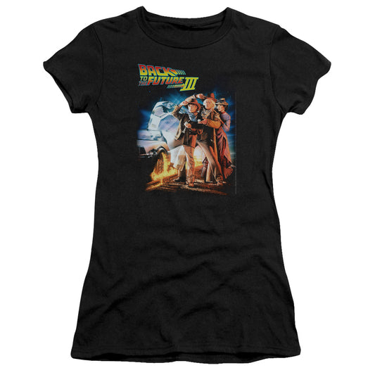 Back To The Future III Poster Junior Sheer Cap Sleeve Womens T Shirt Black