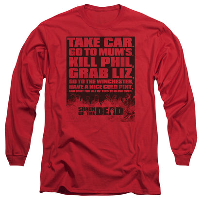 Shaun Of The Dead List Mens Long Sleeve Shirt Red