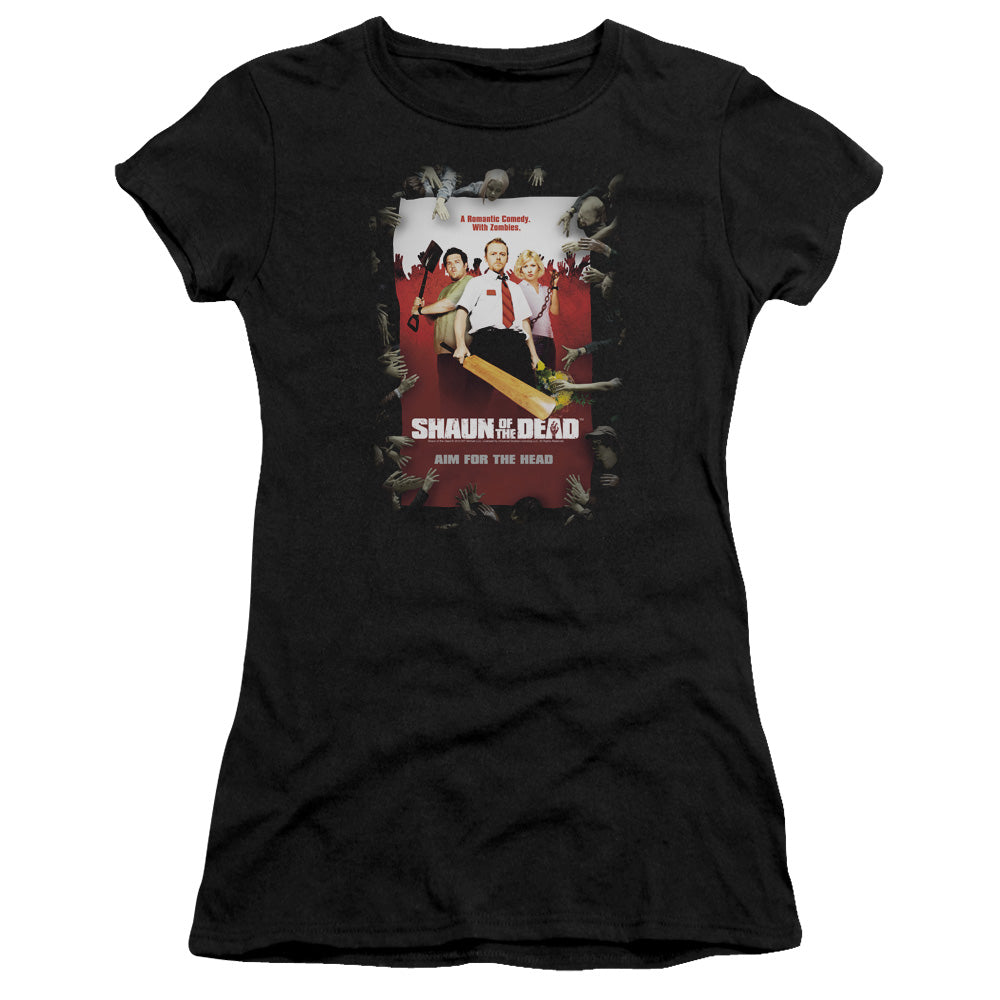 Shaun Of The Dead Poster Junior Sheer Cap Sleeve Womens T Shirt Black