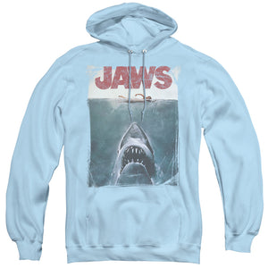 Jaws Title Mens Hoodie Light Blue