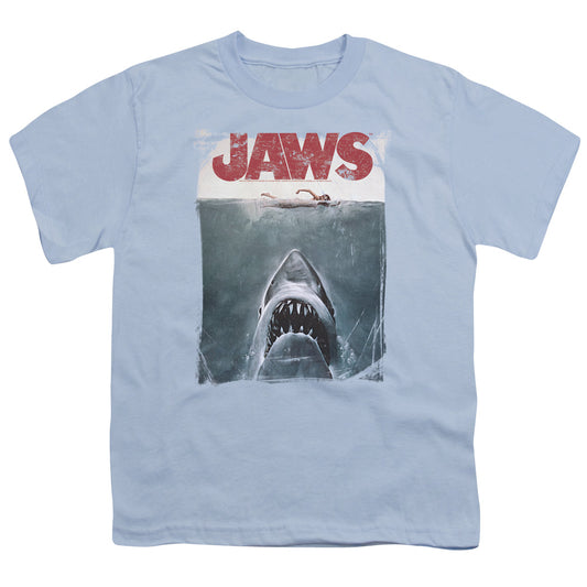 Jaws Title Kids Youth T Shirt Light Blue