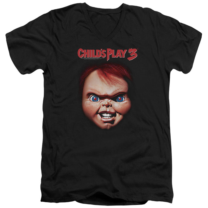 Childs Play 3 Chucky Mens Slim Fit V-Neck T Shirt Black