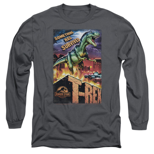 Jurassic Park Rex In The City Mens Long Sleeve Shirt Charcoal