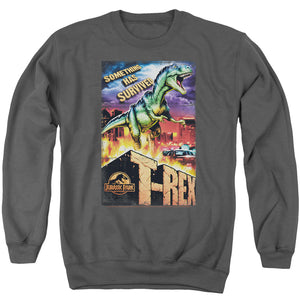 Jurassic Park Rex In The City Mens Crewneck Sweatshirt Charcoal