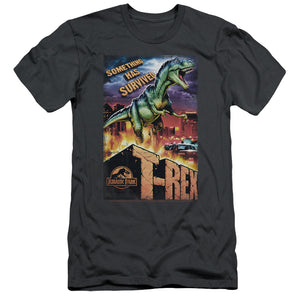 Jurassic Park Rex In The City Slim Fit Mens T Shirt Charcoal