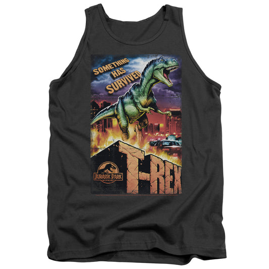 Jurassic Park Rex In The City Mens Tank Top Shirt Charcoal