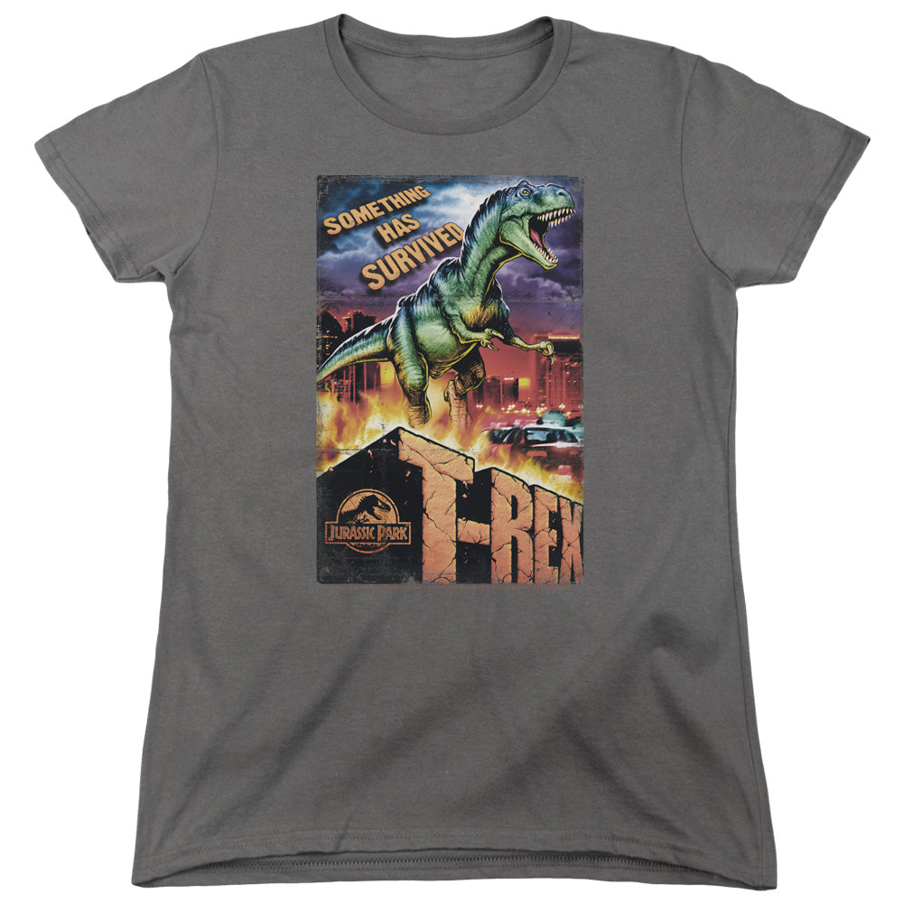 Jurassic Park Rex In The City Womens T Shirt Charcoal