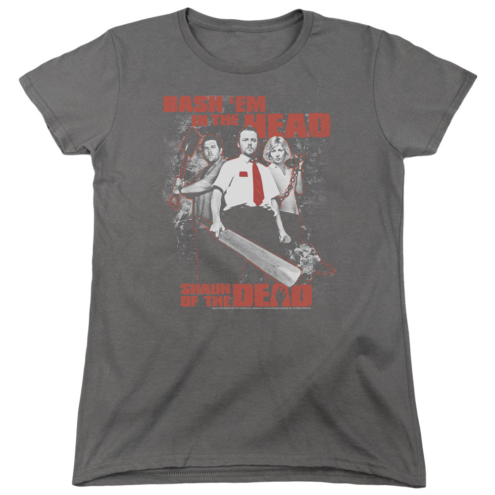 Shaun Of The Dead Bash Em Womens T Shirt Charcoal