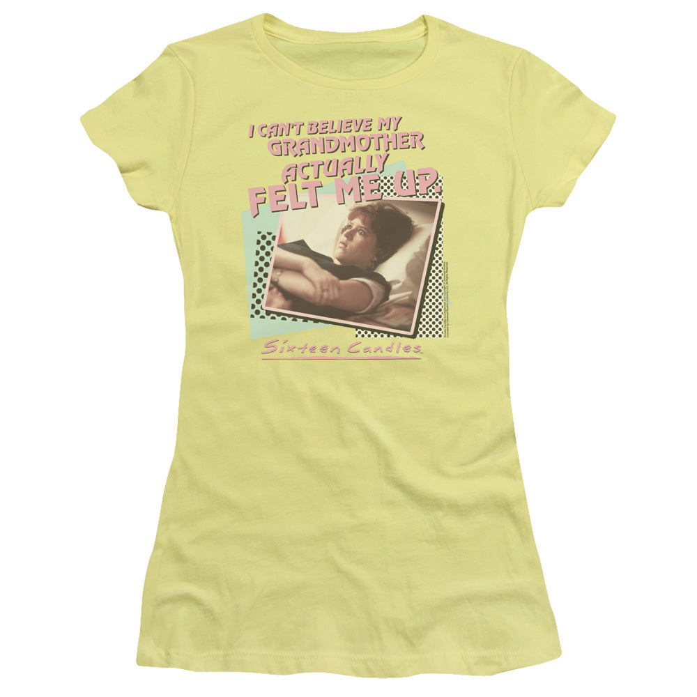 Sixteen Candles Grandmother Junior Sheer Cap Sleeve Womens T Shirt Banana