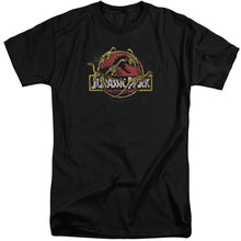 Load image into Gallery viewer, Jurassic Park Something Has Survived Mens Tall T Shirt Black