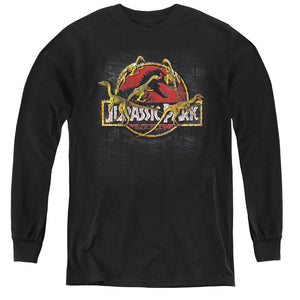 Jurassic Park Something Has Survived Long Sleeve Kids Youth T Shirt Black