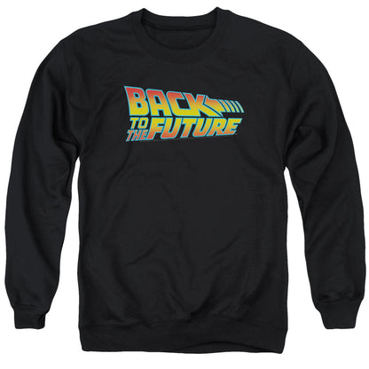 Back To The Future Logo Mens Crewneck Sweatshirt Black