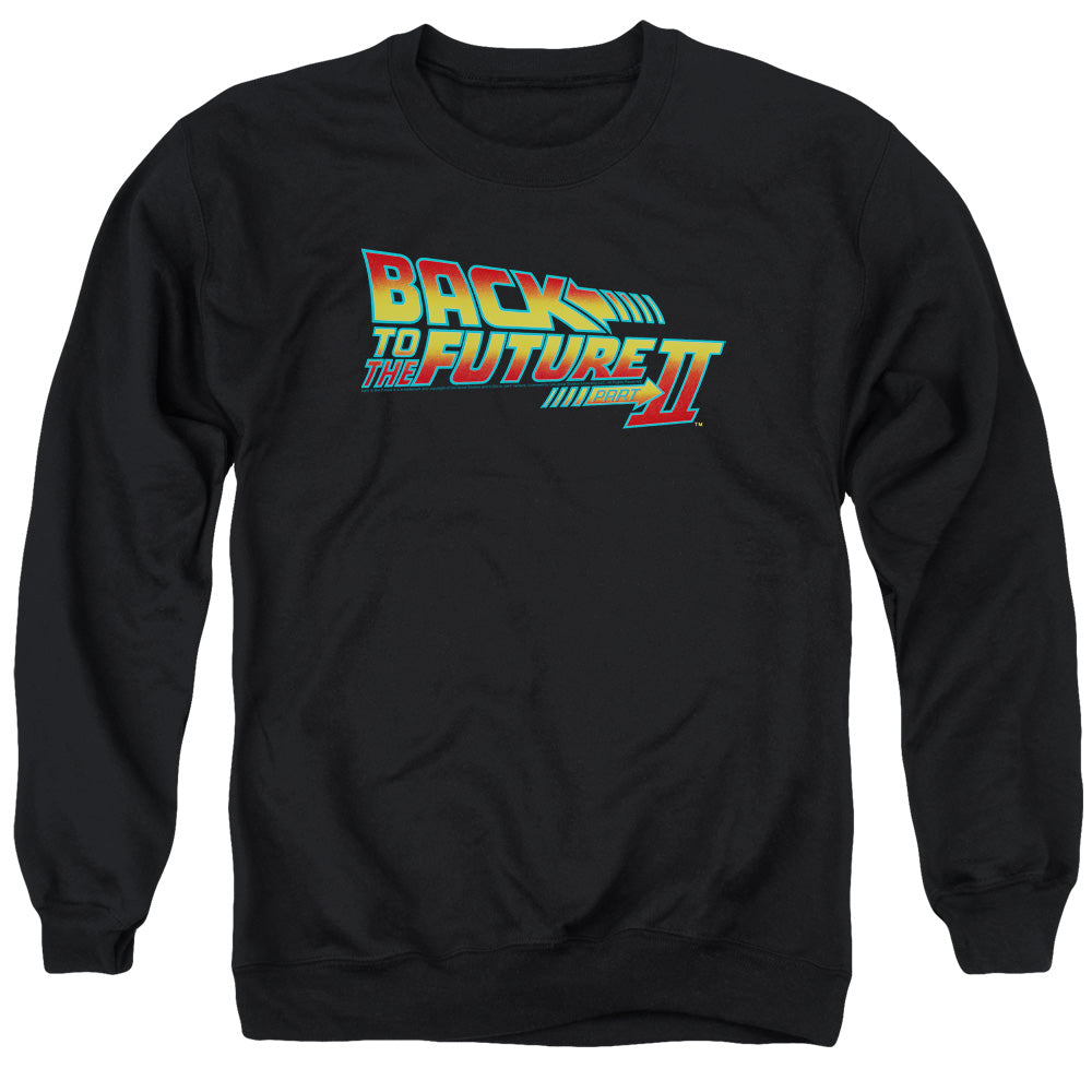 Back To The Future II Logo Mens Crewneck Sweatshirt Black