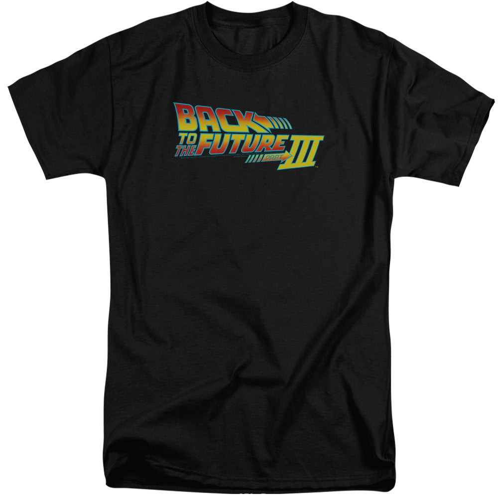 Back To The Future Iii Logo Mens Tall T Shirt Black Black Officially Licensed