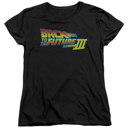 Back To The Future III Logo Womens T Shirt Black