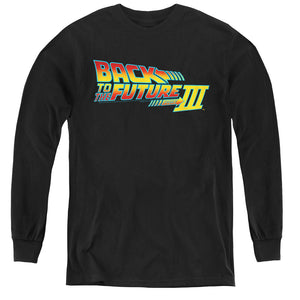Back To The Future III Logo Long Sleeve Kids Youth T Shirt Black