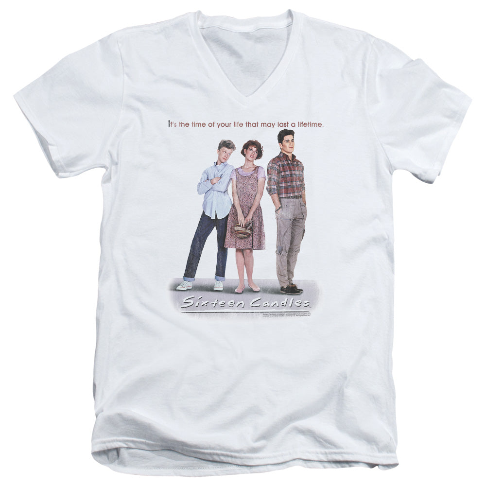 Sixteen Candles Poster Mens Slim Fit V Neck T Shirt White