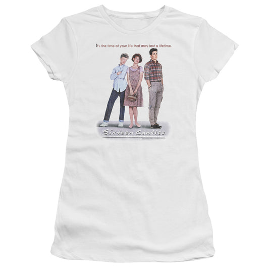 Sixteen Candles Poster Junior Sheer Cap Sleeve Womens T Shirt White