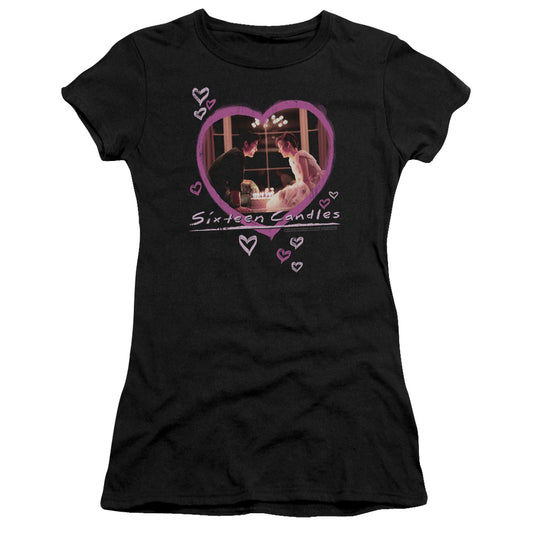 Sixteen Candles Candles Junior Sheer Cap Sleeve Womens T Shirt Black