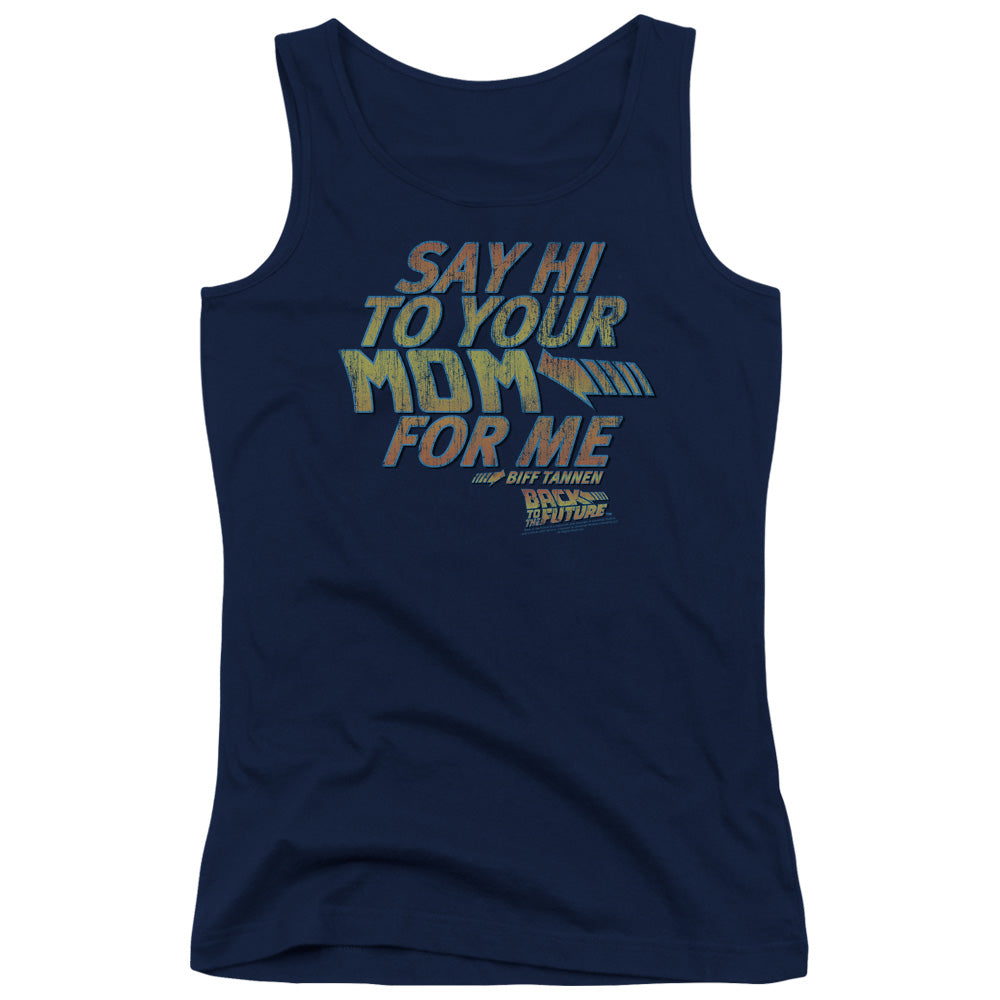 Back To The Future Say Hi Womens Tank Top Shirt Navy Blue