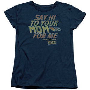 Back To The Future Say Hi Womens T Shirt Navy Blue