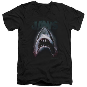 Jaws Terror In The Deep Mens Slim Fit V-Neck T Shirt Black