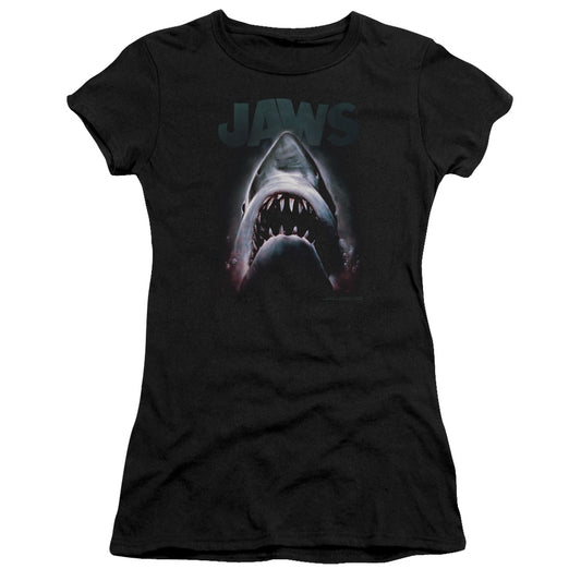 Jaws Terror In The Deep Junior Sheer Cap Sleeve Womens T Shirt Black