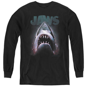 Jaws Terror In The Deep Long Sleeve Kids Youth T Shirt Black