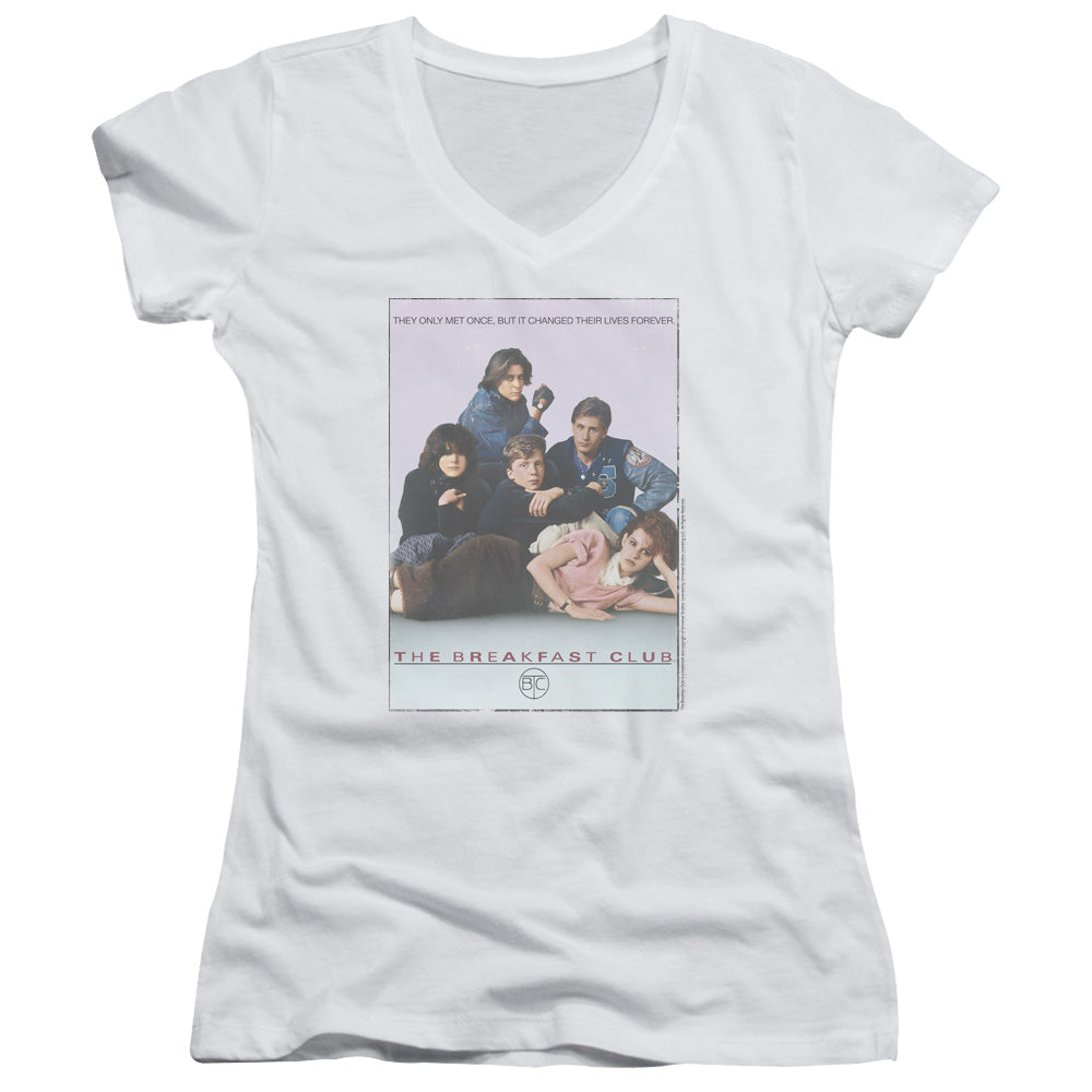 Breakfast Club BC Poster Junior Sheer Cap Sleeve V-Neck Womens T Shirt White