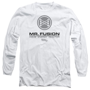 Back To The Future II Mr. Fusion Logo Mens Long Sleeve Shirt White