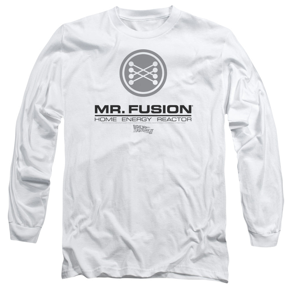 Back To The Future II Mr. Fusion Logo Mens Long Sleeve Shirt White
